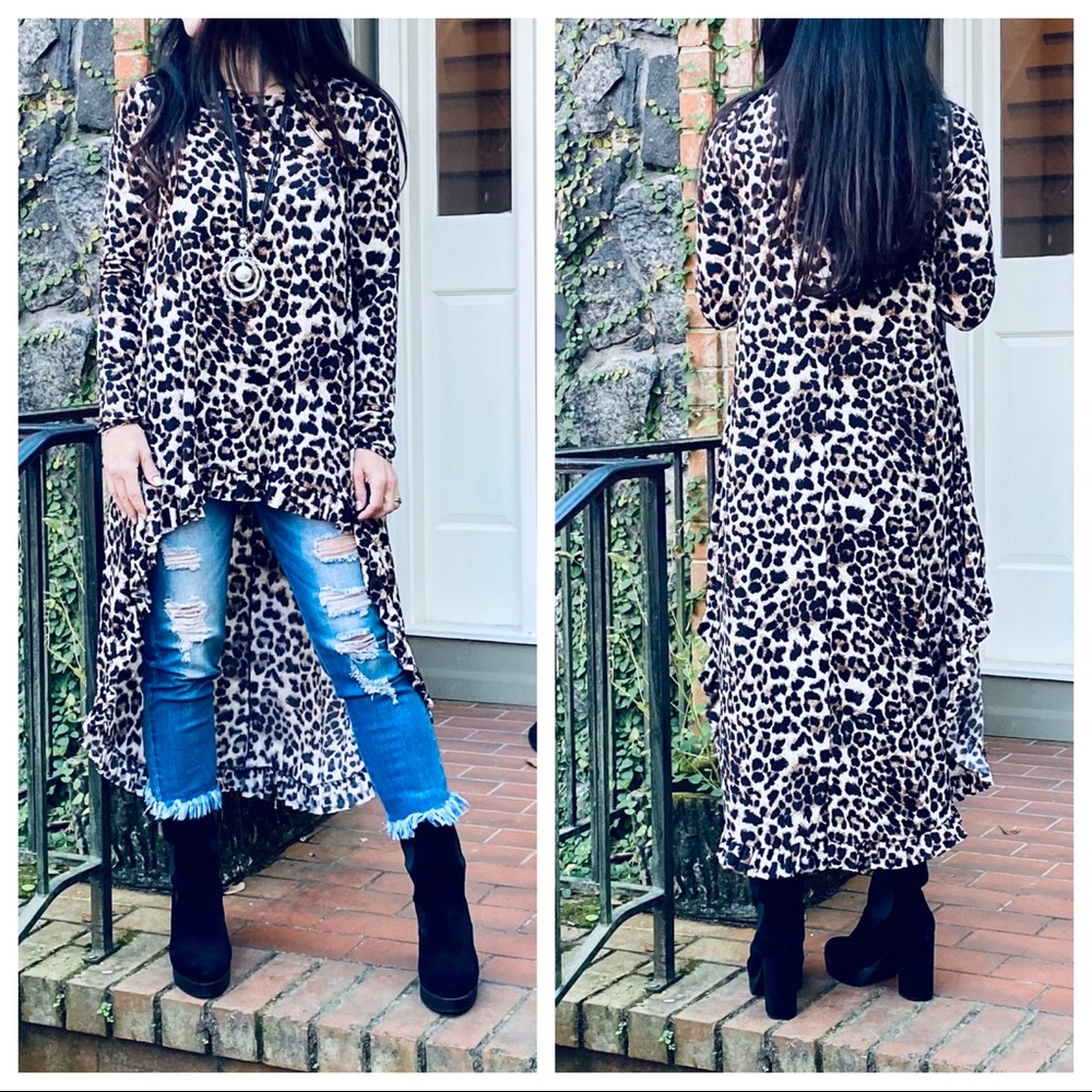 High low fabulous leopard ruffle hem tunic dress - Picture 5 of 12